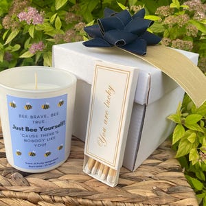 Custom Bee Yourself Funny Postcard Essential Oil Blend Aromatherapy Candles - Sleep, De-stress, Happiness, Focus, Energy, Christmas Gift