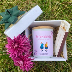 Candle Pink Friendship Illustration, Friendship Letter Personalised Gift for Friend Candle, Birthday Gift For Her