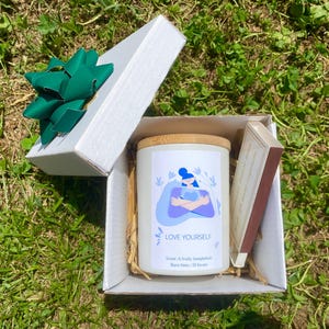 Minimalist Love Yourself Gift for Her - Aromatherapy Candles, Sleep, De-stress, Happiness, Focus, Energy, Toxin Free, Christmas Gift