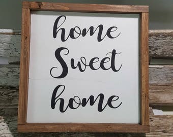 Home Sweet Home Framed Sign. Farmhouse Sign 12" x 12" Farmhouse Decor. Framed Modern Farmhouse. Rustic Home Decor. Gallery Wall Art. Modern