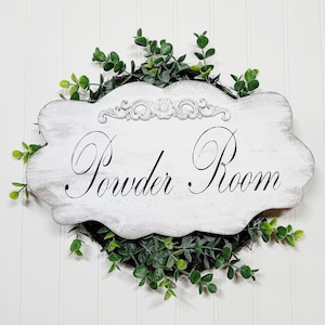 Powder Room Is  A Shabby Cottage White Wood Sign | Bathroom Sign | Home Decor | Gift Idea | French Style Sign