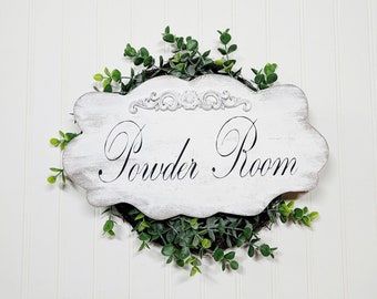 Powder Room Is  A Shabby Cottage White Wood Sign | Bathroom Sign | Home Decor | Gift Idea | French Style Sign