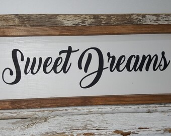 Sweet Dreams Framed Farmhouse Wood Sign. Farmhouse Decor Rustic Nursery Decor 5" x 17".Rustic Signs. Kids Decor. Under 35. Modern Chic decor