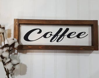 Coffee Farmhouse Decor Wood Sign 3" x 12" Kitchen Decor | Kitchen Sign | Rustic Kitchen | Kitchen Wall Art | Rustic Decor | Rustic Sign
