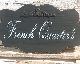 French Quarters Sign | Shabby Cottage Sign | French Wood Sign | Paris Black Wood Sign | Wall Hanging | French Decor Wood Sign | Paris Decor