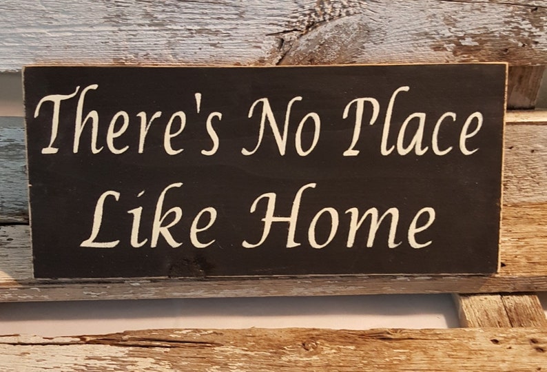 There's No Place Like Home White Wood Sign Primitive Etsy