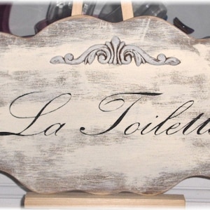 La Toilette Shabby Cottage Cream French Wood Sign