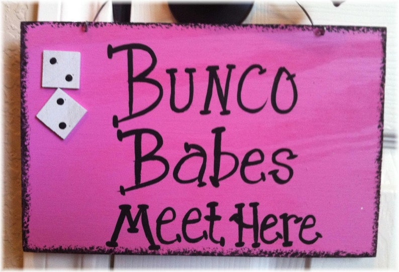 Bunco Dice Pink And Black Wood Custom Game Sign Babes Girls Night image 1