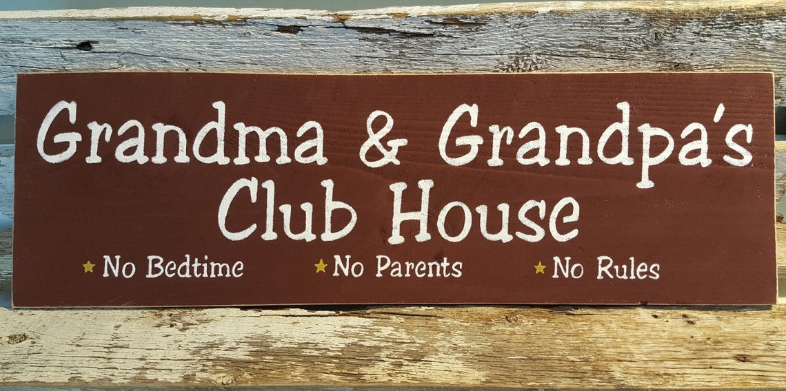 Grandma and Grandpa's Club House Sign Brown Wood Fence Etsy