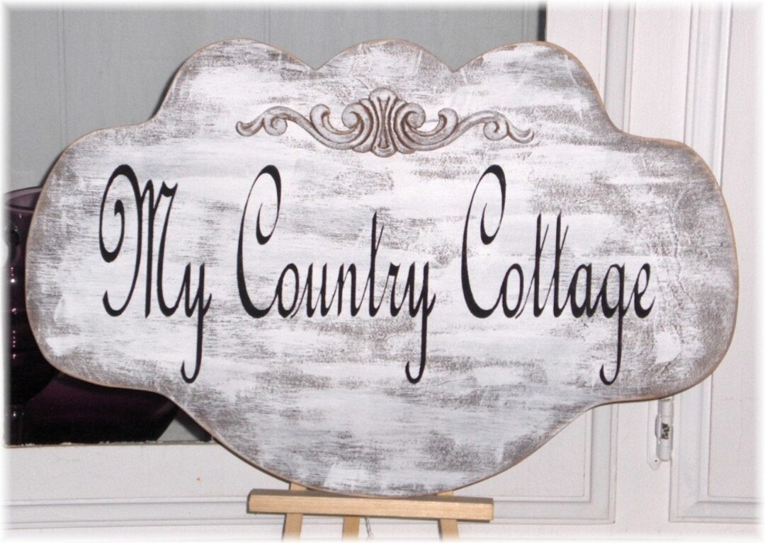 Custom Sign Personalized Shabby Cottage Wood White for Home or Business ...