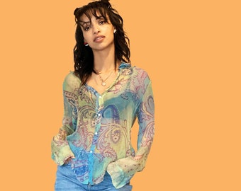 y2k Sheer Paisley Print