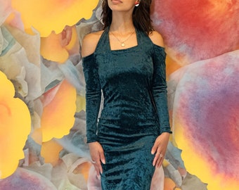 Vintage 90s Crushed Velvet Fitted Dress