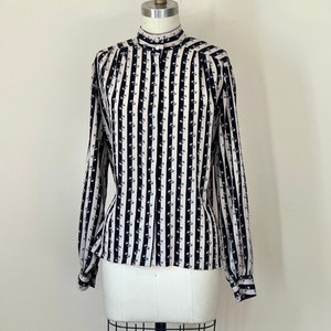 80s Vertical Stripe Blouse