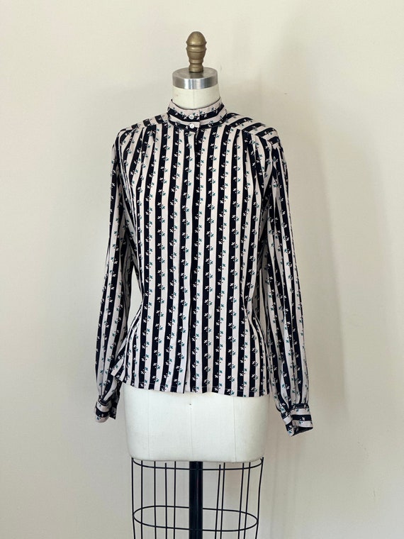 80s Vertical Stripe Blouse