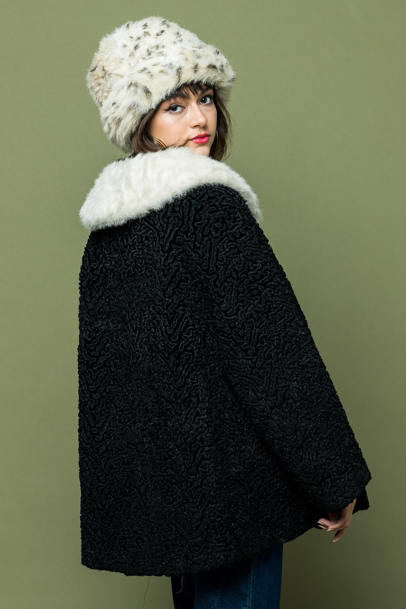 Lambs Wool Coat with White fur Trim Medium Large 1960s Coat Etsy