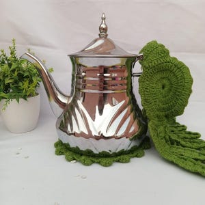 Handmade Moroccan Crochet Teapot Set – Teapot Holder & Mat – Boho Kitchen Decor – (Teapot Not Included)