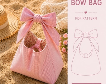 Slouchy Bow Bag Sewing Pattern pdf , Coquette Bow Tote Bag Sewing Patter , Quilted Shoulder Bag instant download