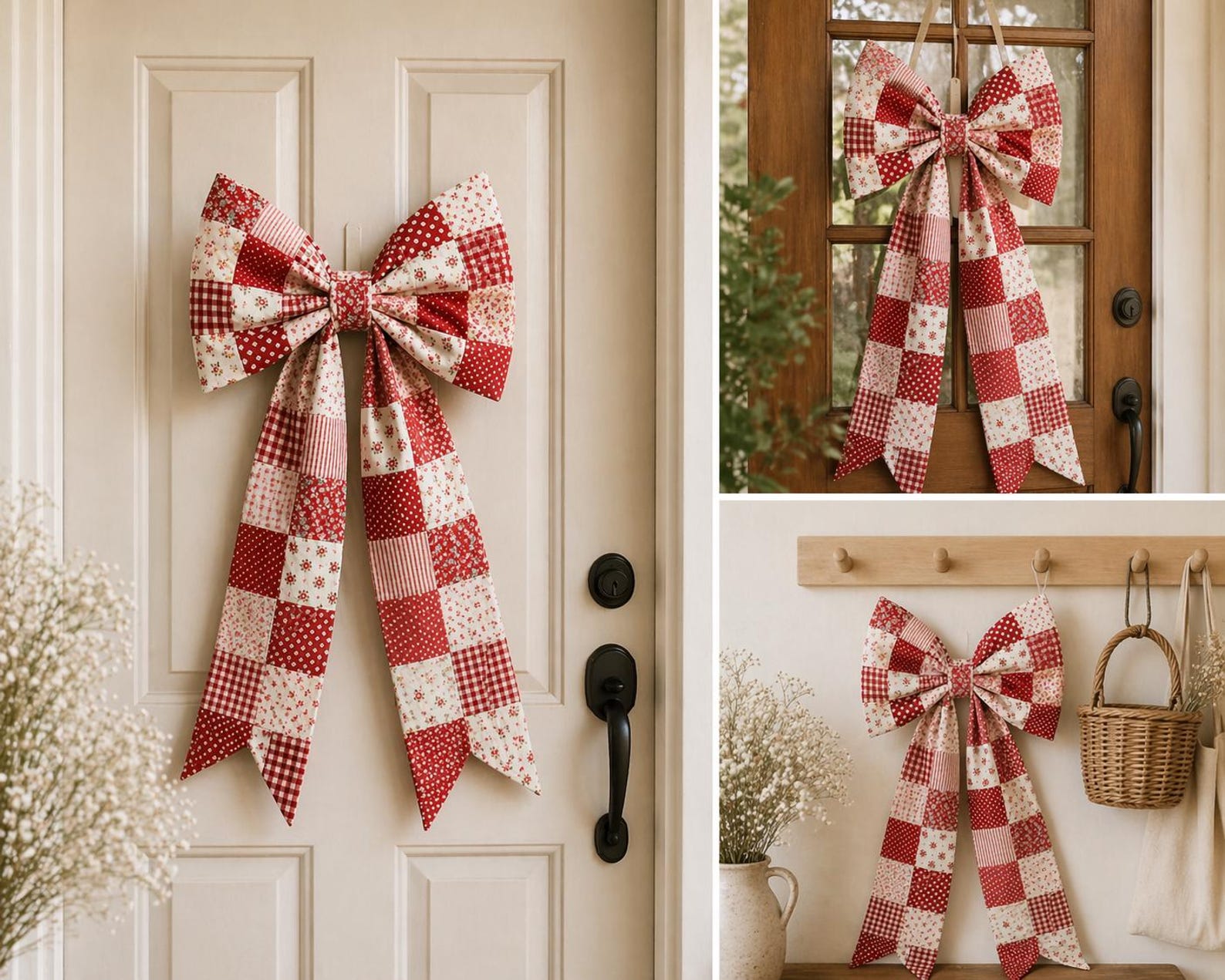 Patchwork Bow Pattern Patchwork Bow Sewing Pattern PDF, Cottagecore Fabric Bow Tutorial ...