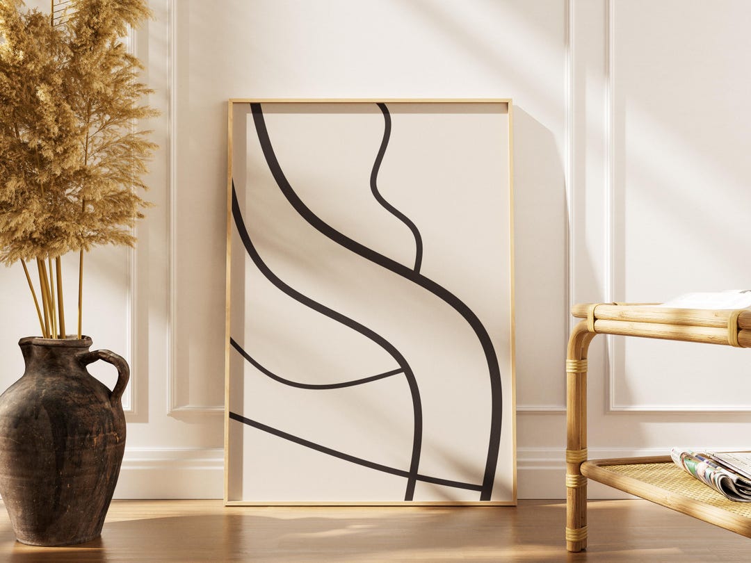 Minimalist Beige Line Art Print: Neutral Abstract Wall Decor (PDF) - Etsy