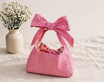 Slouchy Bow Bag Sewing Pattern pdf , Coquette Bow Tote Bag Sewing Patter , Quilted Shoulder Bag instant download