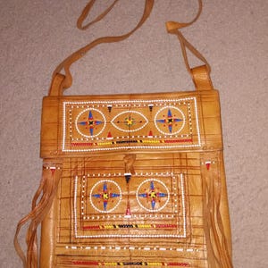 Vintage Handmade Moroccan Berber Tuareg Leather Bohemian Fringe Messenger Crossbody Bag