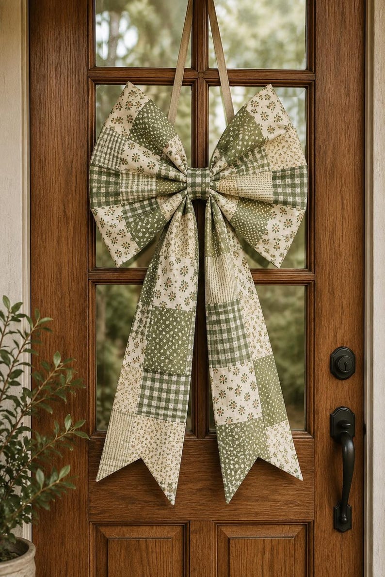 Patchwork Bow Sewing Pattern PDF, Cottagecore Fabric Bow Tutorial, Scrap Fabric Project, Beginner DIY, Coquette Hair Bow, Gift Decor image 2