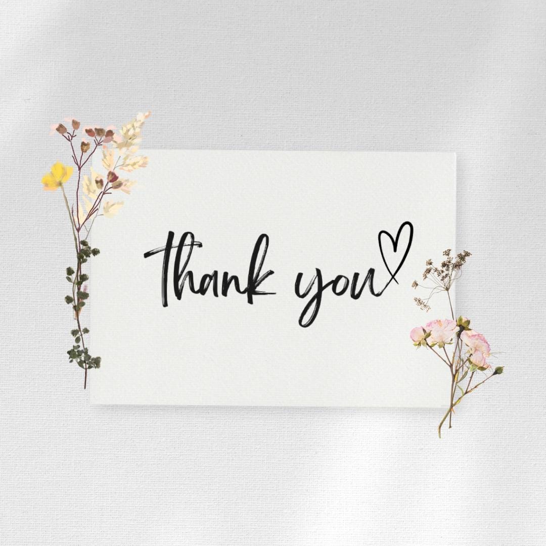Printable 5x7 Floral Thank You Card | Instant Digital Note - Etsy