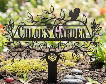 Personalized Metal Garden Name Stake,Custom Tree Garden Stake ,Outdoor Garden Name Stake,Garden Gift Metal Stake,Custom Metal Sign