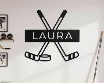 Custom Hockey Name Metal Sign, Sports Wall Decor,Hockey Name Decor,Personalized Hockey Gift,Hockey Fan Sign,Gift for Son,Graduation gift