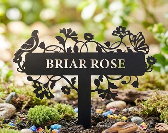 Personalized Metal Garden Name Stake, Custom Floral Garden Sign,Outdoor Garden Name Stake,Garden Gift Metal Stake,Custom Metal Sign