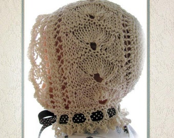 Lace Baby Bonnet knitting pattern PDF Victorian Shell design Original pattern