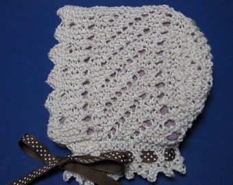 Lace Baby Bonnet knitting pattern PDF EASY Victorian style diagonal lace