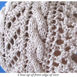 Knitted Lace Baby Bonnet PDF downloadable knitting pattern Cable Road image 2