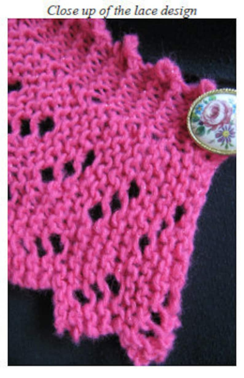 Lace Collar knitting pattern Raspberry Ripple design Downloadable PDF Easy to knit image 2