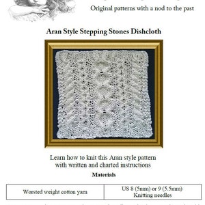 Aran Style Dishcloth Knitting pattern Downloadable PDF Stepping Stones design image 4