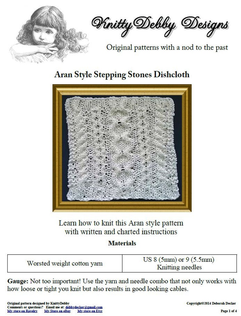 Aran Style Dishcloth Knitting pattern Downloadable PDF Stepping Stones design image 4