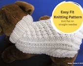 Easy to knit Aran Knit Small Dog Sweater knitting pattern Garden Path design Instant download PDF