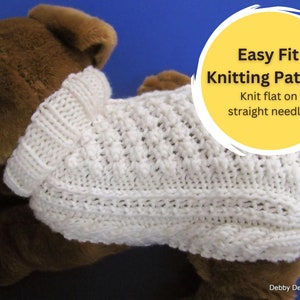 Aran Knit Small Dog Sweater knitting pattern Garden Path design Instant download PDF Easy to knit