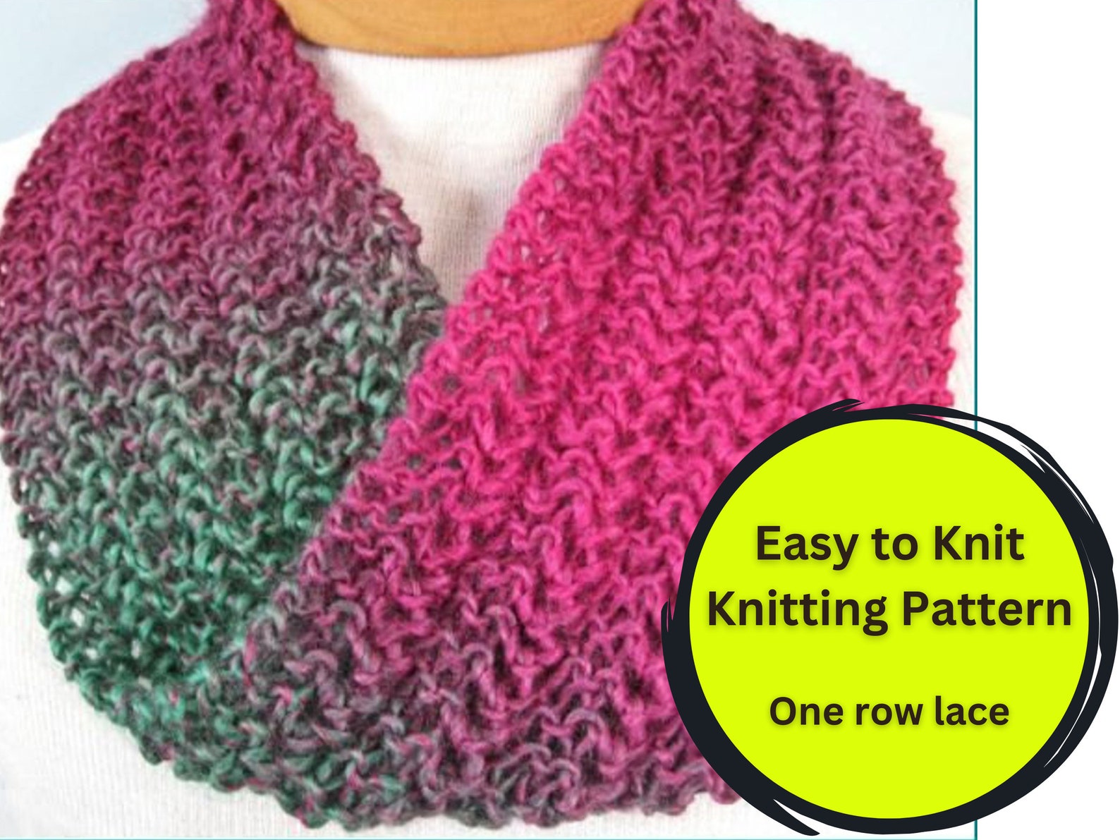 Infinity Scarf Knitting Pattern Knit Lace Easy for Beginner Etsy