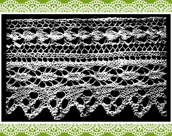 Knitted Lace Edgings Needlecraft Series 3 Set 5 Vintage knitting pattern circa 1905-1915