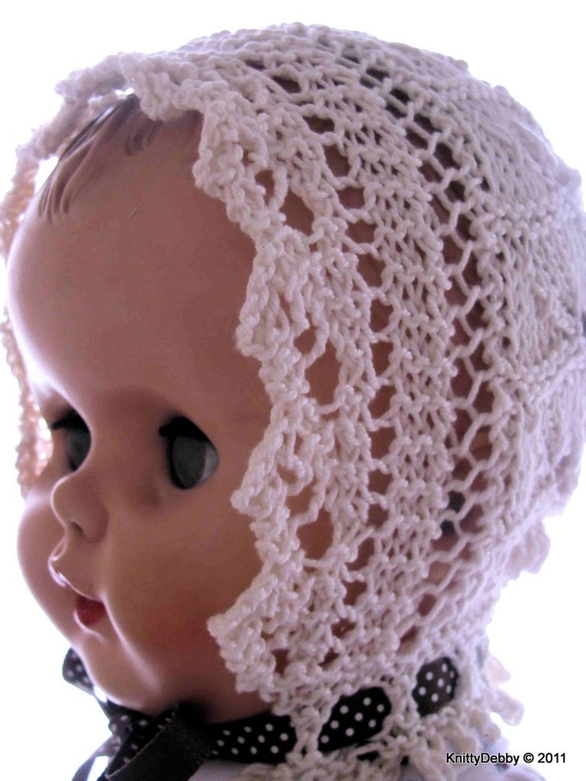 Lace Baby Bonnet Knitting Pattern PDF Victorian Shell Design - Etsy