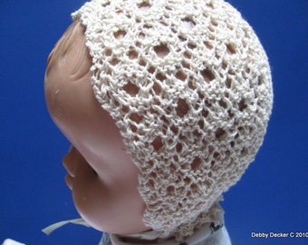 Knitted Lace Baby Bonnet PDF knitting pattern Hannah's Lace Cap