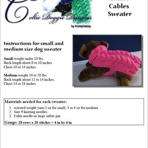 Dog sweater knitting pattern Celtic Doggie Smart Cables Sweater PDF image 3