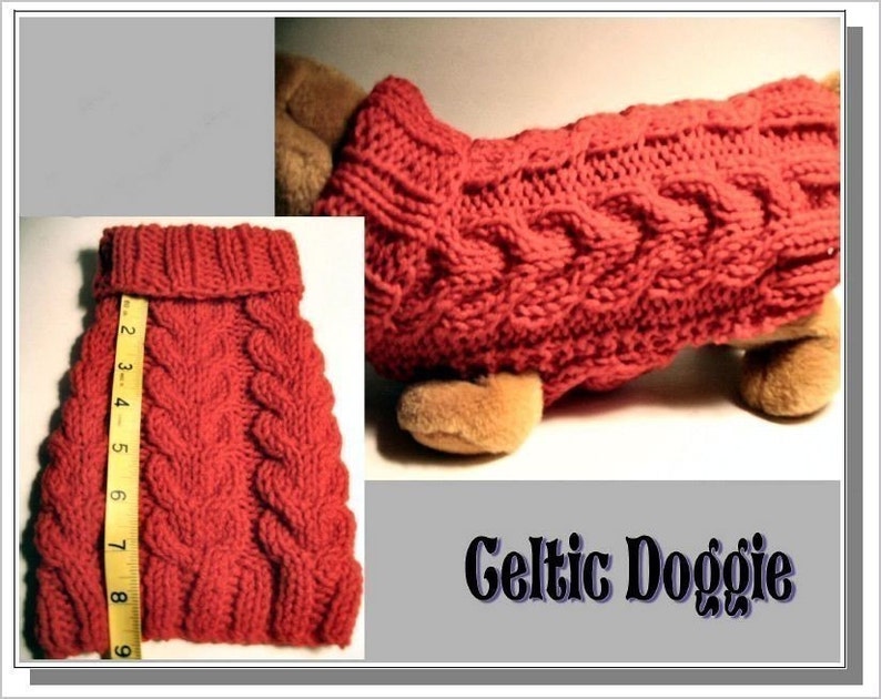 Dog sweater knitting pattern String of Hearts Cable Dog Etsy