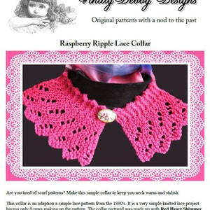 Lace Collar knitting pattern Raspberry Ripple design Downloadable PDF Easy to knit image 3