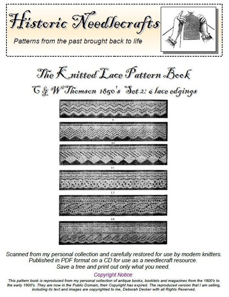 Knitted lace edgings 6 Victorian designs Set 2 Downloadable PDF image 2