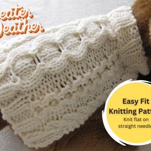 Dog sweater knitting pattern Aran Stepping Stones Design for tea cup and other small doggies