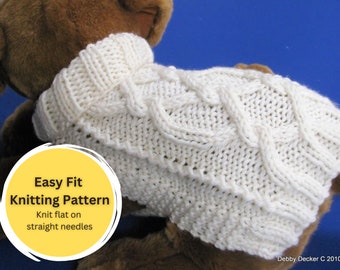 Small Dog Sweater Knitting Pattern EASY TO Make. PDF-Aran Pretzel Twist design Digital Download