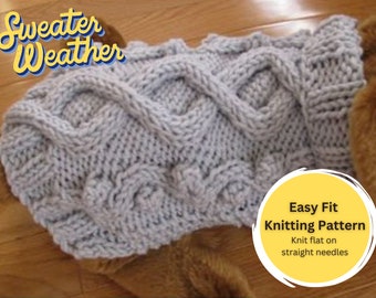 Wandering Path Aran cable design Dog Sweater Knitting pattern PDF