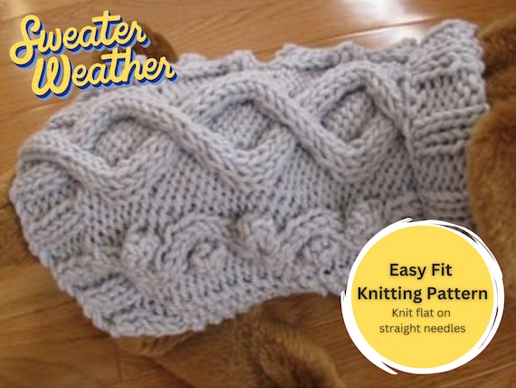 Wandering Path Aran Cable Design Dog Sweater Knitting Pattern PDF